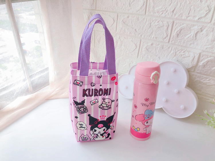 Túi vải canvas đựng bình nước họa tiết hoạt hình Nhật Bản xinh xắn