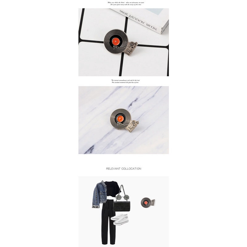 Ghim cài áo hình đĩa nhạc cổ điển cho nam và nữ