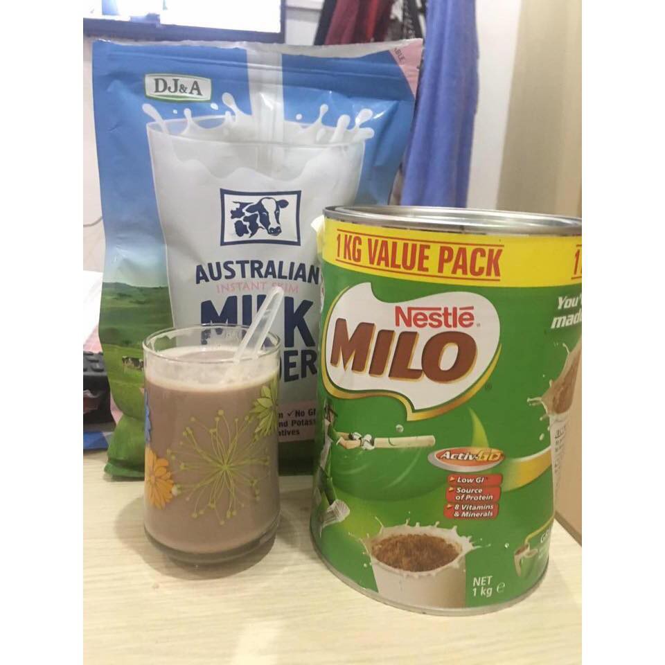 Combo 1 hộp sữa Milo 1kg và 1 túi sữa DJ&A tách kem 1kg