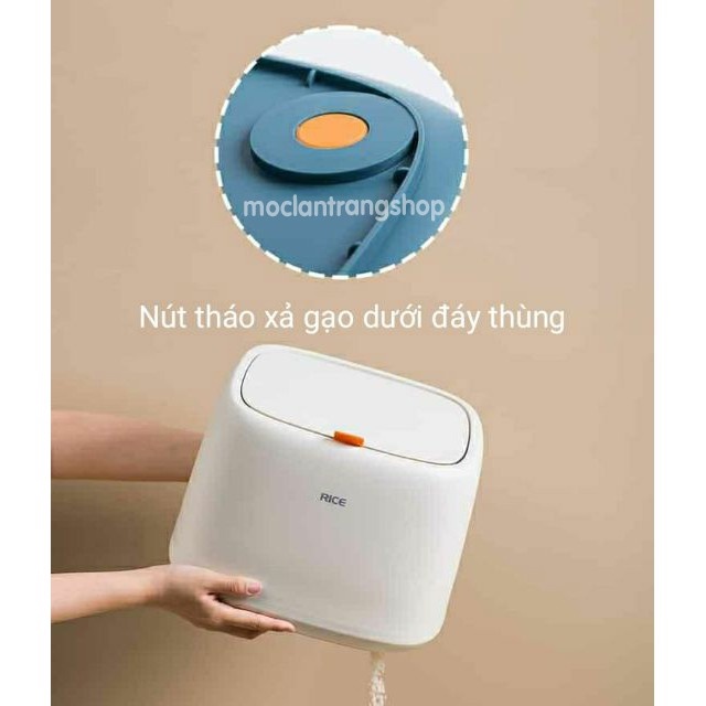 Thùng gạo nhựa vuông thông minh phong cách Bắc Âu 10kg, tặng bơ đong gạo. Thùng đựng gạo thấp, đẹp thời trang cao cấp