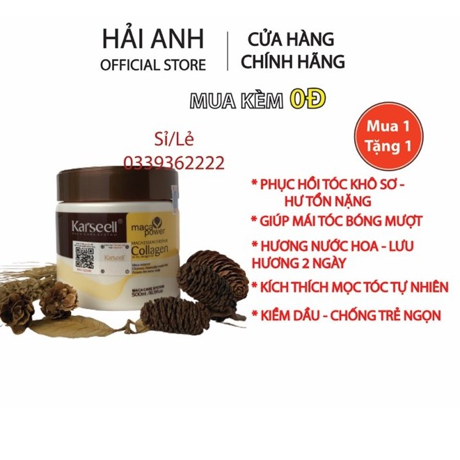 [ KARSEELL ] Kem Ủ Tóc Karseell Collagen Dầu Hấp Tóc Phục Hồi Hư Tổn Collagen Karseell Maca 500ml - CHÍNH HÃNG | BigBuy360 - bigbuy360.vn
