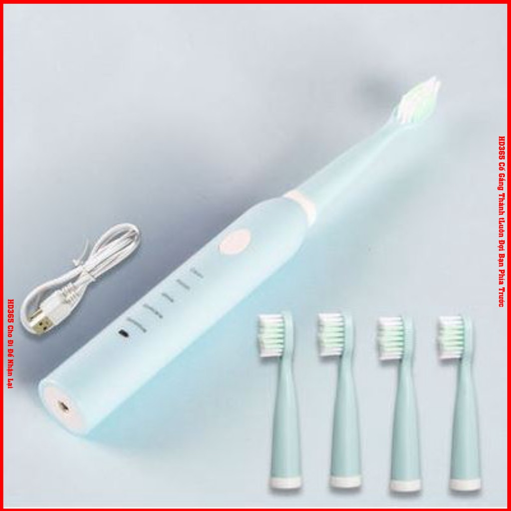 Bàn Chải Đánh Răng Điện 5 Cấp Độ Hàng X1 Nội Địa Trung - Tặng Kèm 4 Đầu bàn Chải HD365