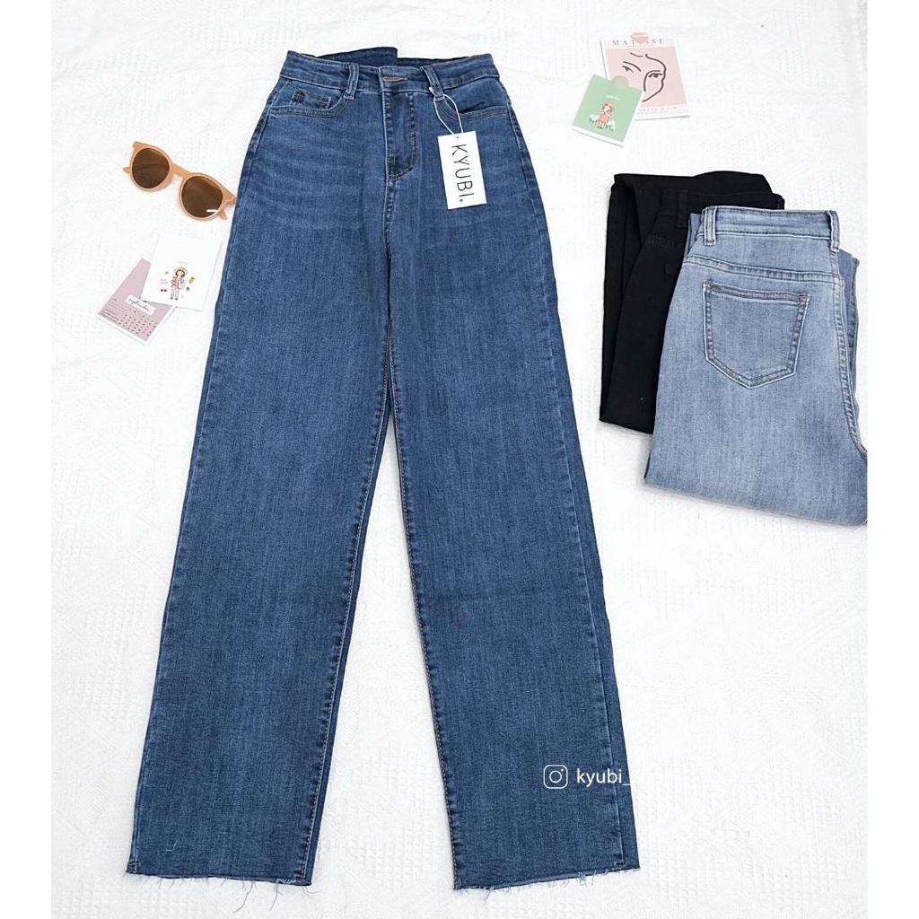Quần jeans ống đứng co giãn Kyubi (có bigsize) - quần bò nữ form đứng co dãn phong cách Ulzzang JO31 | BigBuy360 - bigbuy360.vn