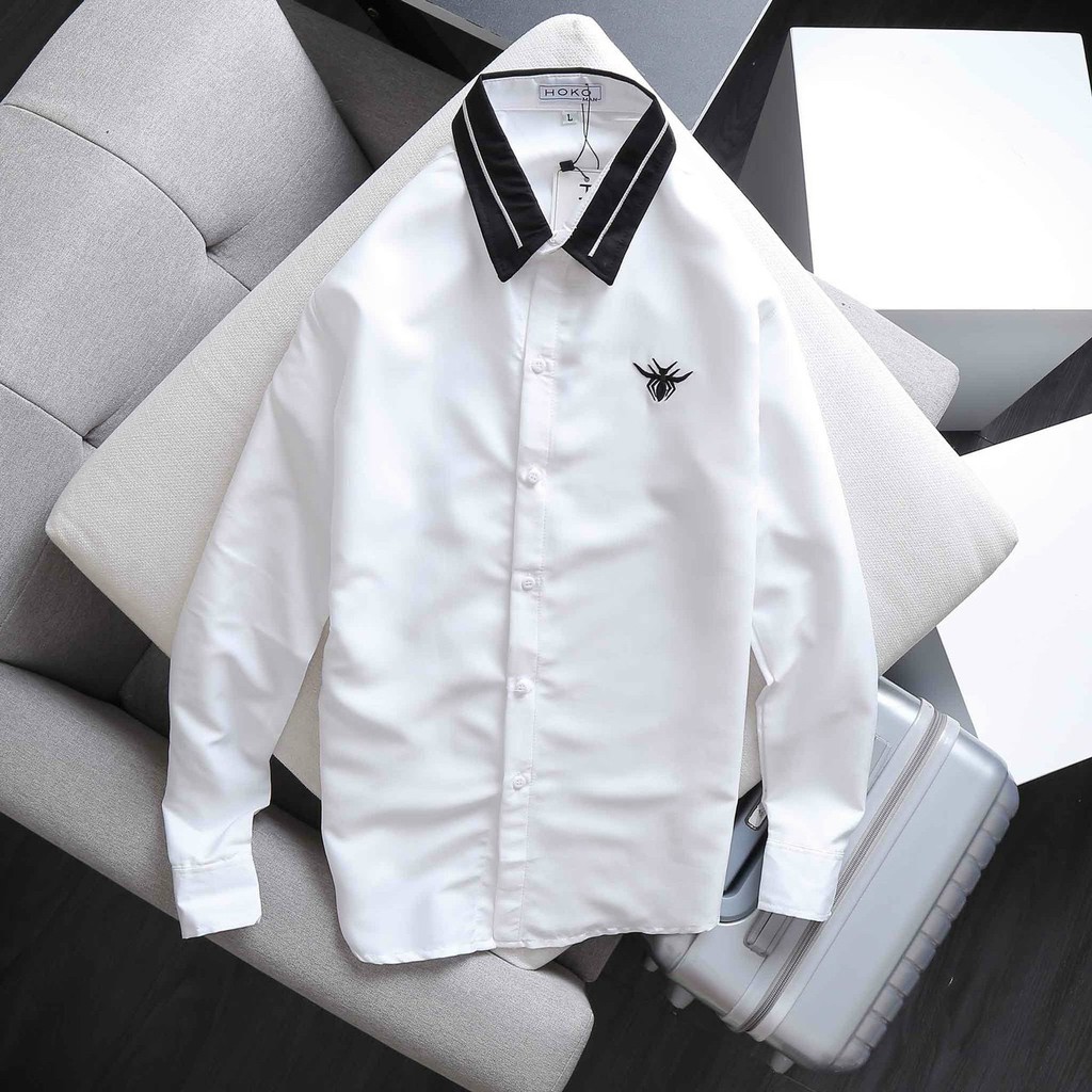 Áo sơ mi nam tay dài họa tiết in nhiệt đẹp .