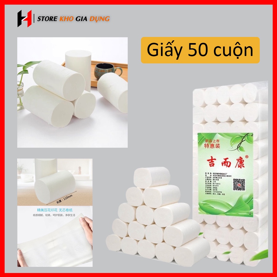 Bịch 50 Cuộn Giấy Vệ Sinh Không Lõi 3 Lớp Siêu Dai Siêu Mềm Mịn Hàng Việt Nam Chất Lượng Cao