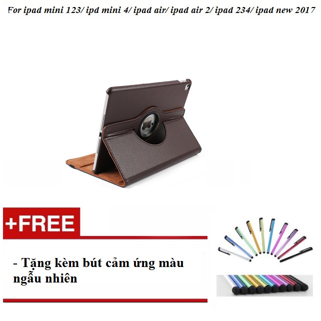 Bao da xoay 360 cho ipad mini 123/ipad mini 4/ipad air2/ipad 234/ipad air/ipad new2017 --Tặng kèm bút cảm ứng | BigBuy360 - bigbuy360.vn