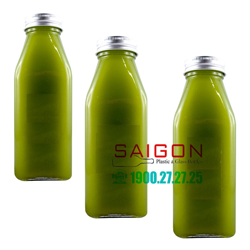 Chai Thủy Tinh Vuông 350ml nắp Nhôm