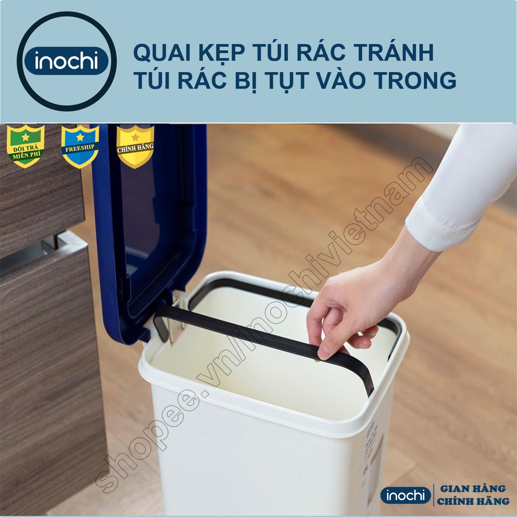 Thùng Rác inochi Nhựa Đạp Chân Nắp Đậy Chữ Nhật INOCHI 20 Lít Làm Sọt Rác Văn Phòng,Đựng Rác Gia Đình