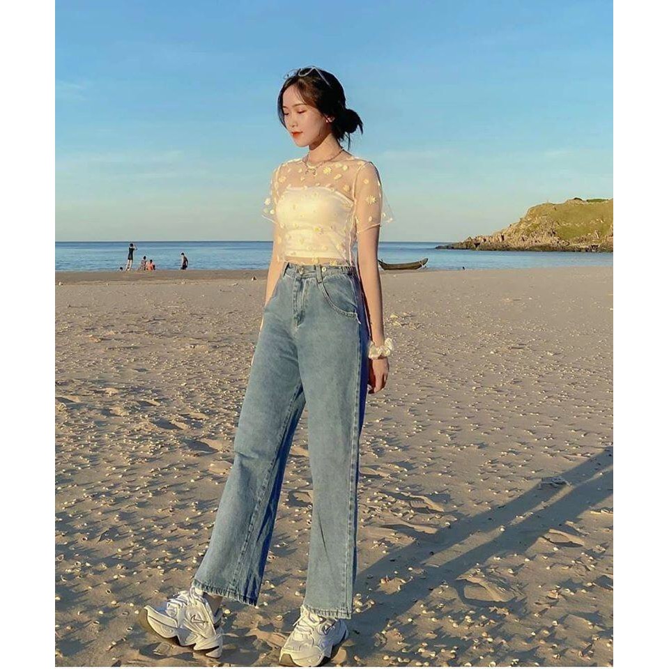 SET 2 MÓN CROPTOP HOA CÚC LƯỚI ❤️ SET ÁO TUBE QUÂY MIX ÁO REN LƯỚI CHIFON HOA CÚC ĐEN TRẮNG