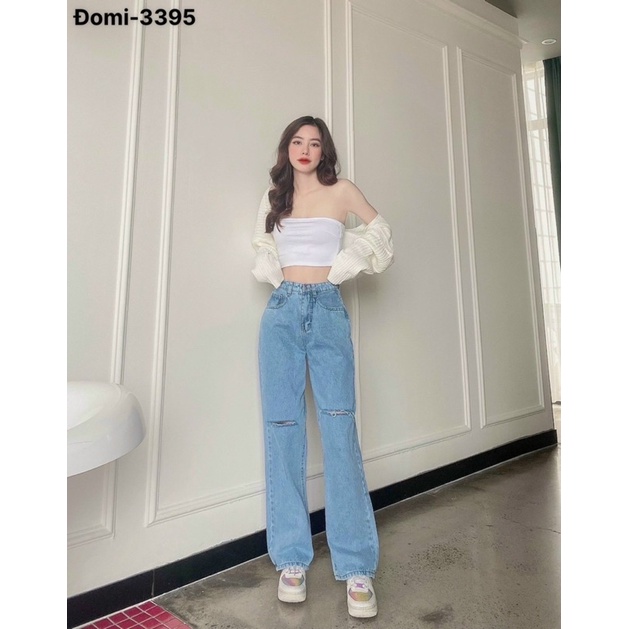 FREESHIP✈️ Quần JEANS NỮ SUÔNG BAGGY VNXK Suông Bigsize Rách Kiểu Ms 3186