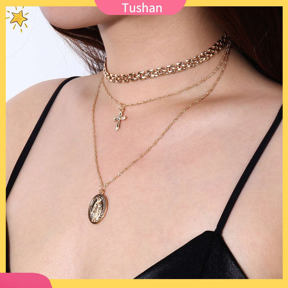 Vòng cổ choker nhiều lớp hình thánh giá tush _