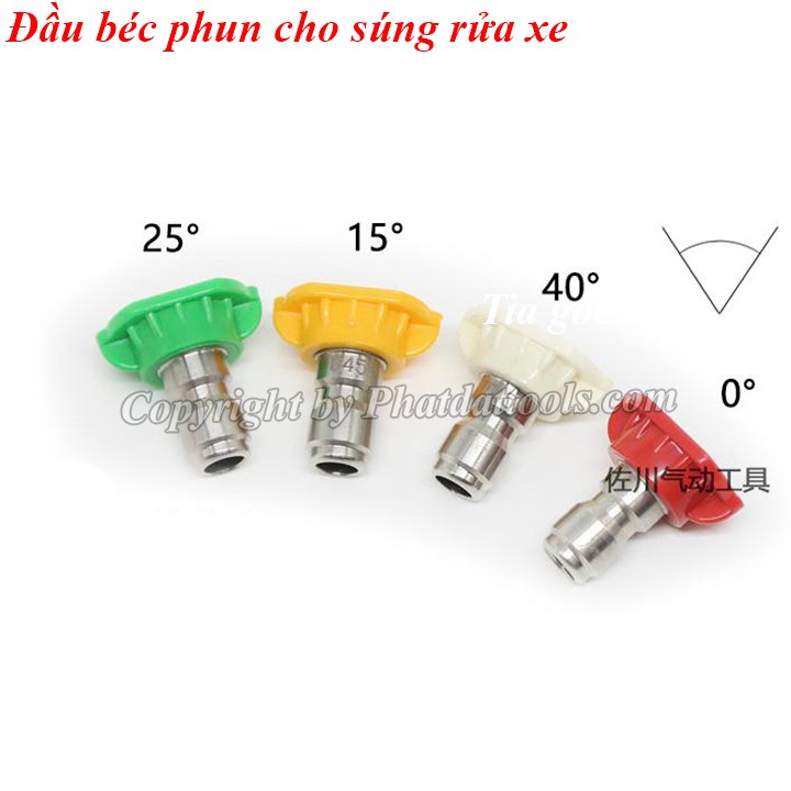 Béc xịt rửa chỉnh tia cao cấp-Mua lẻ theo độ rộng tia xịt 0-15-25-40 độ-Đầu nối 1/4