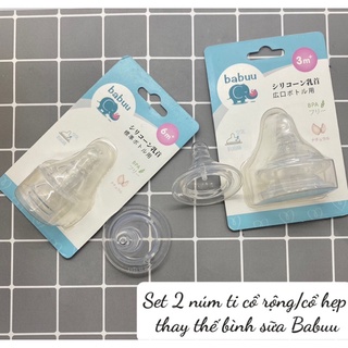 Hộp 2 chiếc thay thế núm ty thay thế bình cổ rộng/hẹp bình Babuu