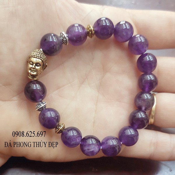 Vòng T.A Tím Phong Thủy Mạng THỔ và HỎA size 10ly