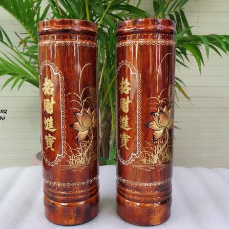 Ống đựng Nhang gõ tràm nguyên khối cao 25cm