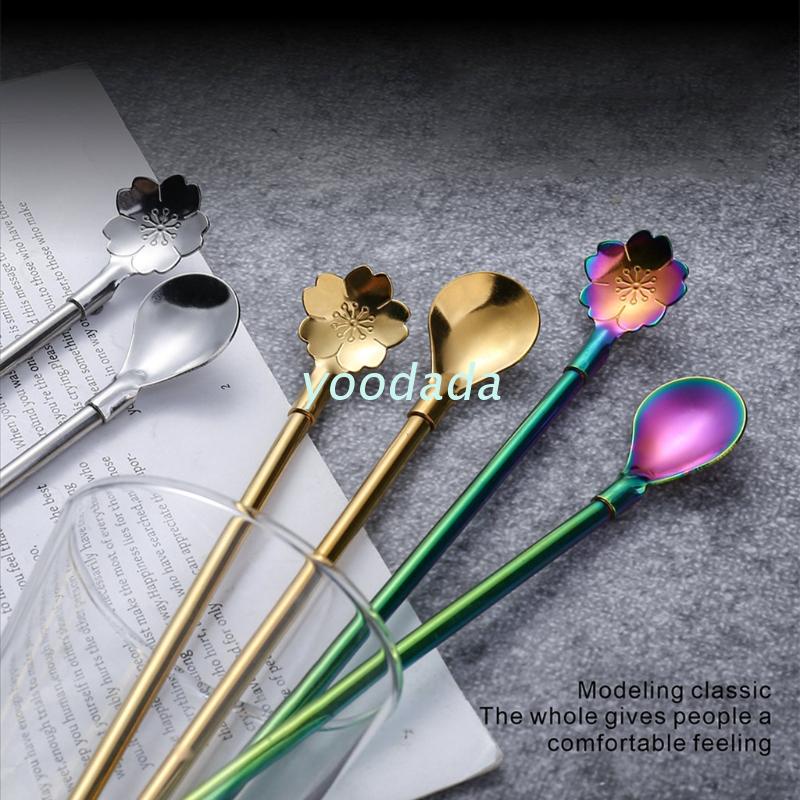 Ống hút kiêm muỗng uống trà/ cà phê 2 trong 1 bằng thép không gỉ 3 màu tùy chọn có thể tái sử dụng