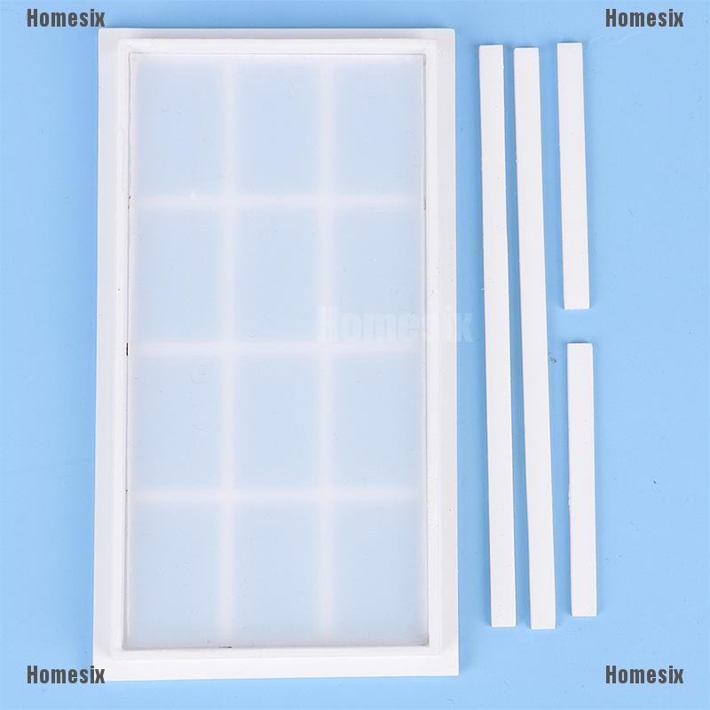 [HoMSI] 1:12 Dollhouse Wooden Miniature White 12 field Window Frame Model Accessories SUU