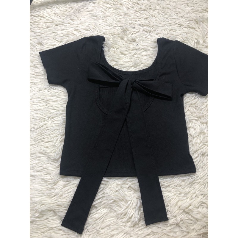 ÁO CROPTOP KIỂU THUN GÂN PHỐI KIỂU CỘT NƠ SAU LƯNG SIÊU HOT [CLIP THẬT][FREESHIP] hàng loại 1, form ôm body chuẩn