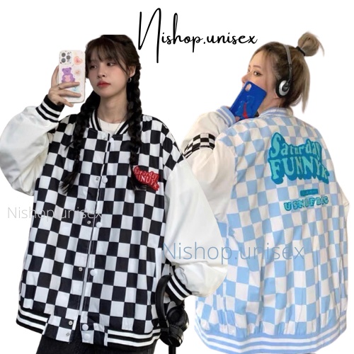 Áo khoác Bomber caro unisex nam nữ