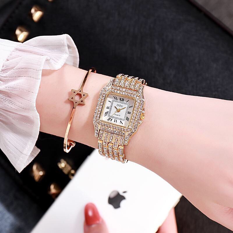 Đồng hồ thời trang nữ DZG dây kim loại đính đá sang trọng MS775