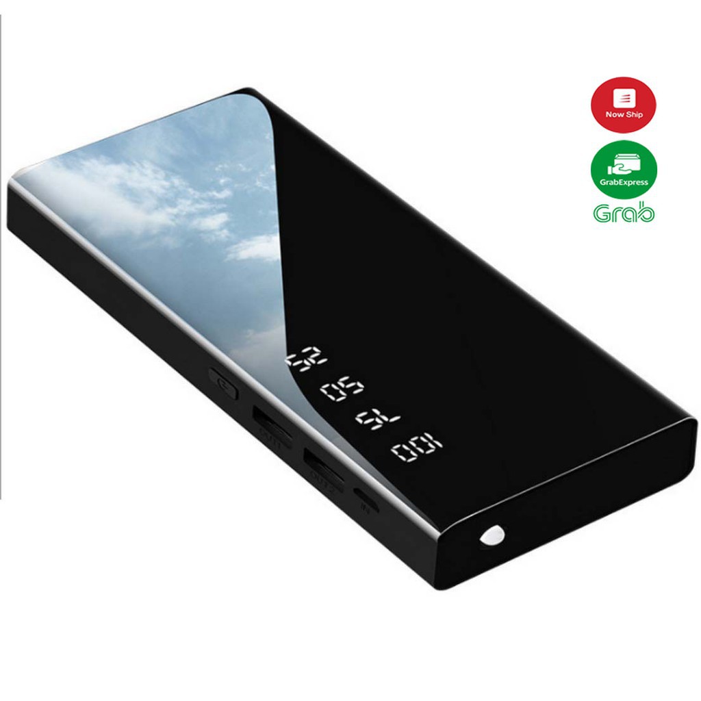 ❣✣♕[Deal sốc] Sạc Dự Phòng 20.000mAh mặt gương hiển thị phần trăm pin có đèn sáng nhỏ gọn tiện lợi