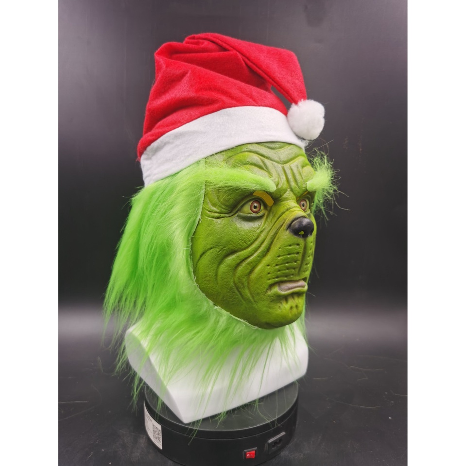 Mặt Nạ Quái Vật Màu Xanh Lá Cây Bằng Latex Hóa Trang Halloween / Giáng Sinh