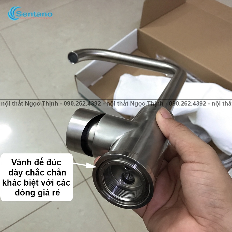 [DÒNG PLUS CAO CẤP] Vòi rửa chén Nóng Lạnh inox 304 cao cấp Không gỉ sét SENTANO STN-402 PLUS Xoay 360 tiện lợi