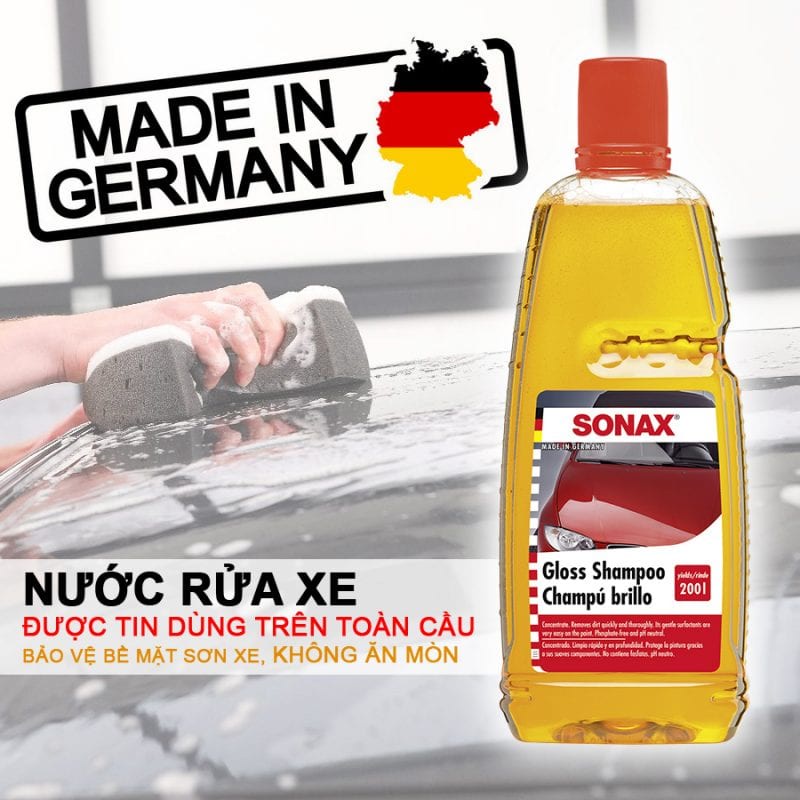 Xà bông rửa xe đậm đặc 1:200 siêu sạch bóng Sonax 314300 1lit - bảo vệ sơn xe, làm sạch nhanh toàn diện