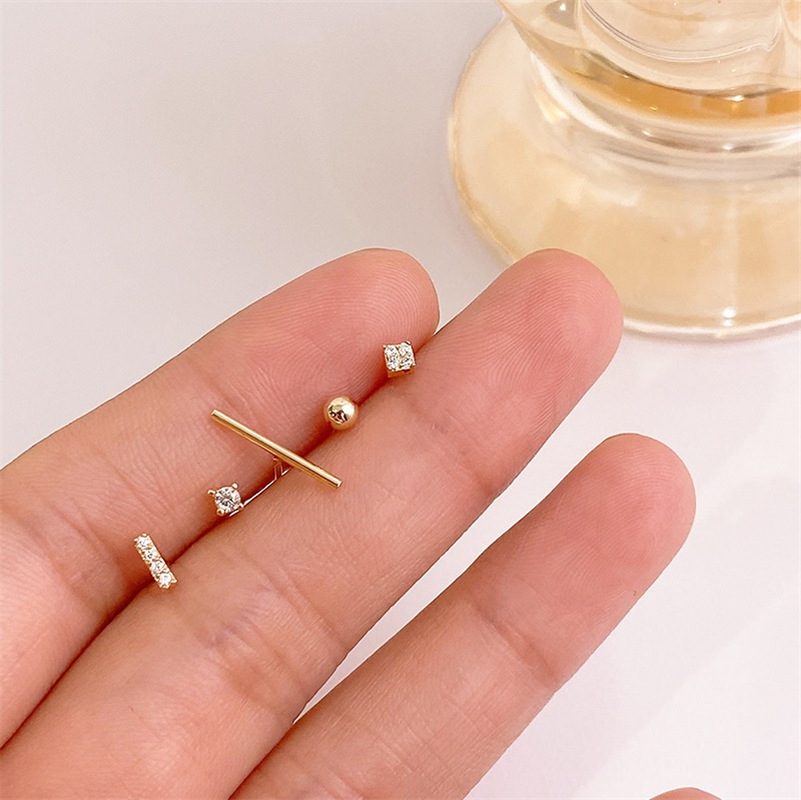 Bộ 5 bông tai mạ bạc 925 đính đá zircon phong cách giáng sinh