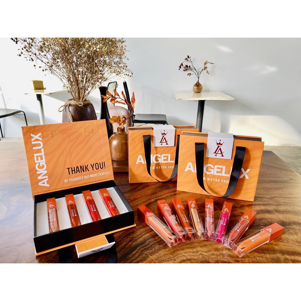 Son Dolly ANGELUX full 12 màu, set son kem lì lâu trôi bền màu mềm môi chống thấm 24h