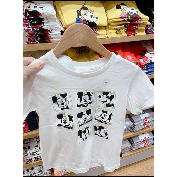 Set 3 áo thun cotton cộc tay mickey bé gái, áo phông cổ tròn trẻ em họa tiết hoạt hình chất mềm mịn, thoáng mát