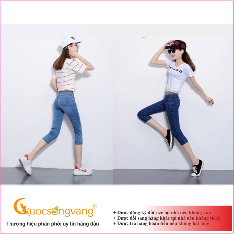 Quần jean lửng cạp cao quần jean lưng thun GLQ009 lửng big size Cuocsongvang