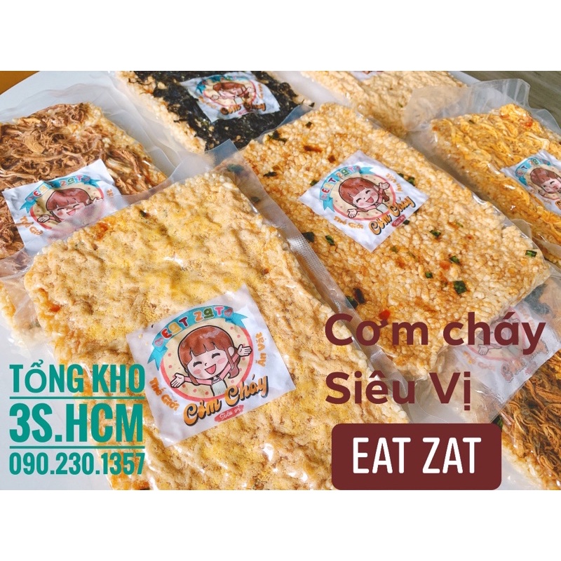 [ăn vặt ngon] Cơm cháy siêu vị Eat Zat giòn rụm topping siêu ngon mix vị chà bông, trứng muối .. hút chân không 130g