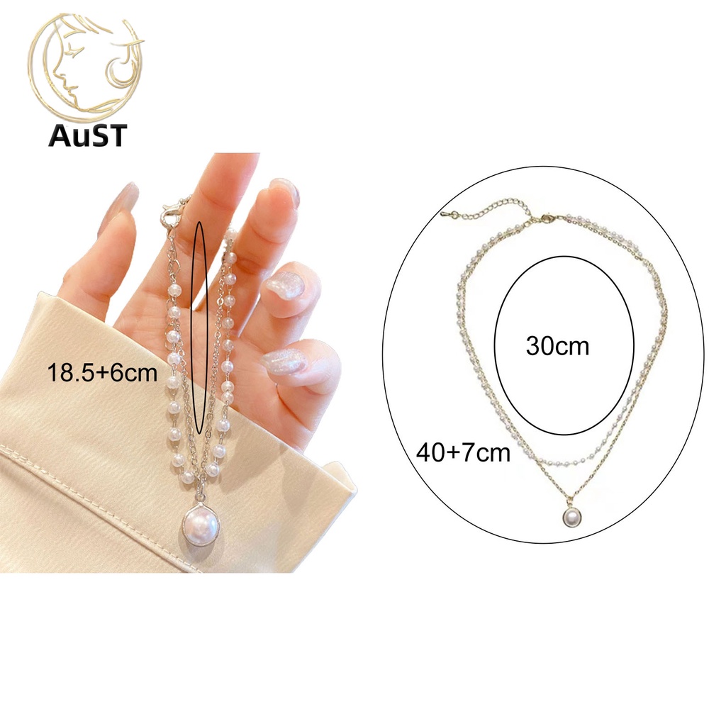 Vòng Cổ Hai Lớp Đính Ngọc Trai Nhân Tạo Thanh Lịch Dành Cho Nữ