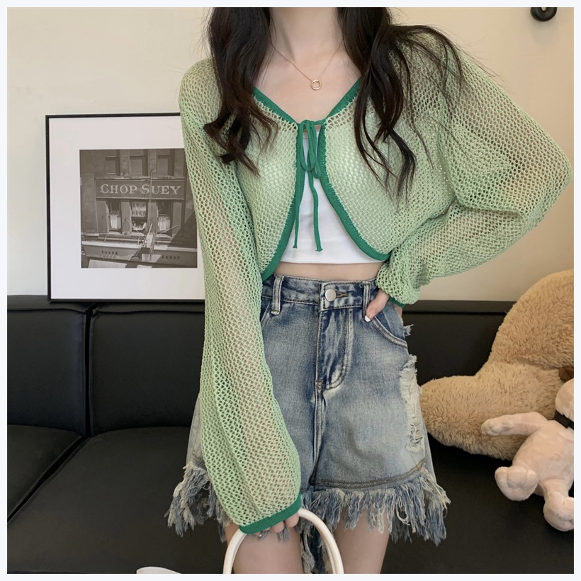 Áo Khoác Cardigan Len Dệt Kim Mỏng Chống Nắng Thời Trang Mùa Hè Dành Cho Nữ