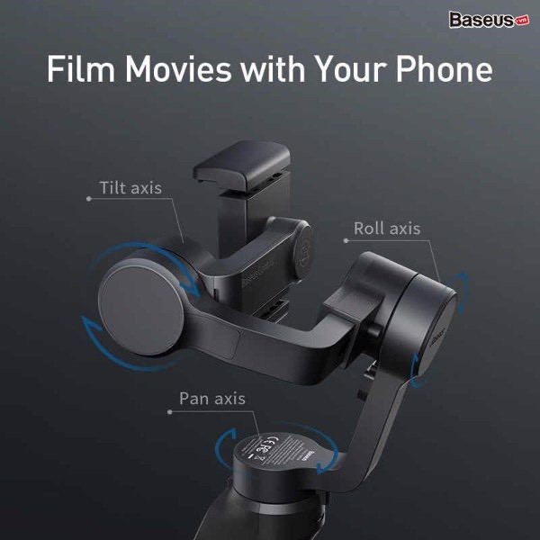 Tay cầm chống rung đa năng cho điện thoại Baseus Gimbal Stabilizer (3-Axis Handheld, w/Focus, Pull &amp; Zoom...)