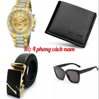 Bộ 4 món đồng hồ+ví+dây nịt nam