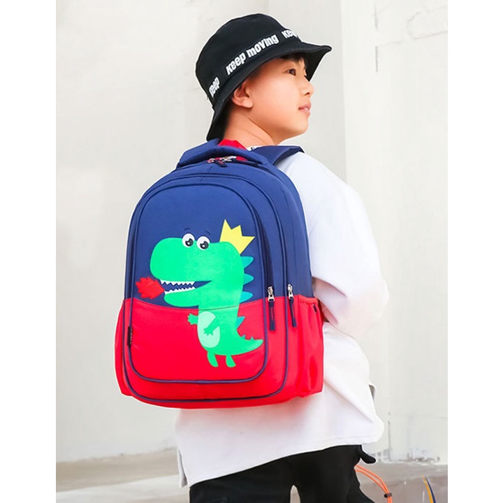 Balo In Hình Khủng Long Cho Bé Đi Học Mầm Non Chống Thấm Nước Vải Siêu Mềm Size 36CM Hàng Cao Cấp