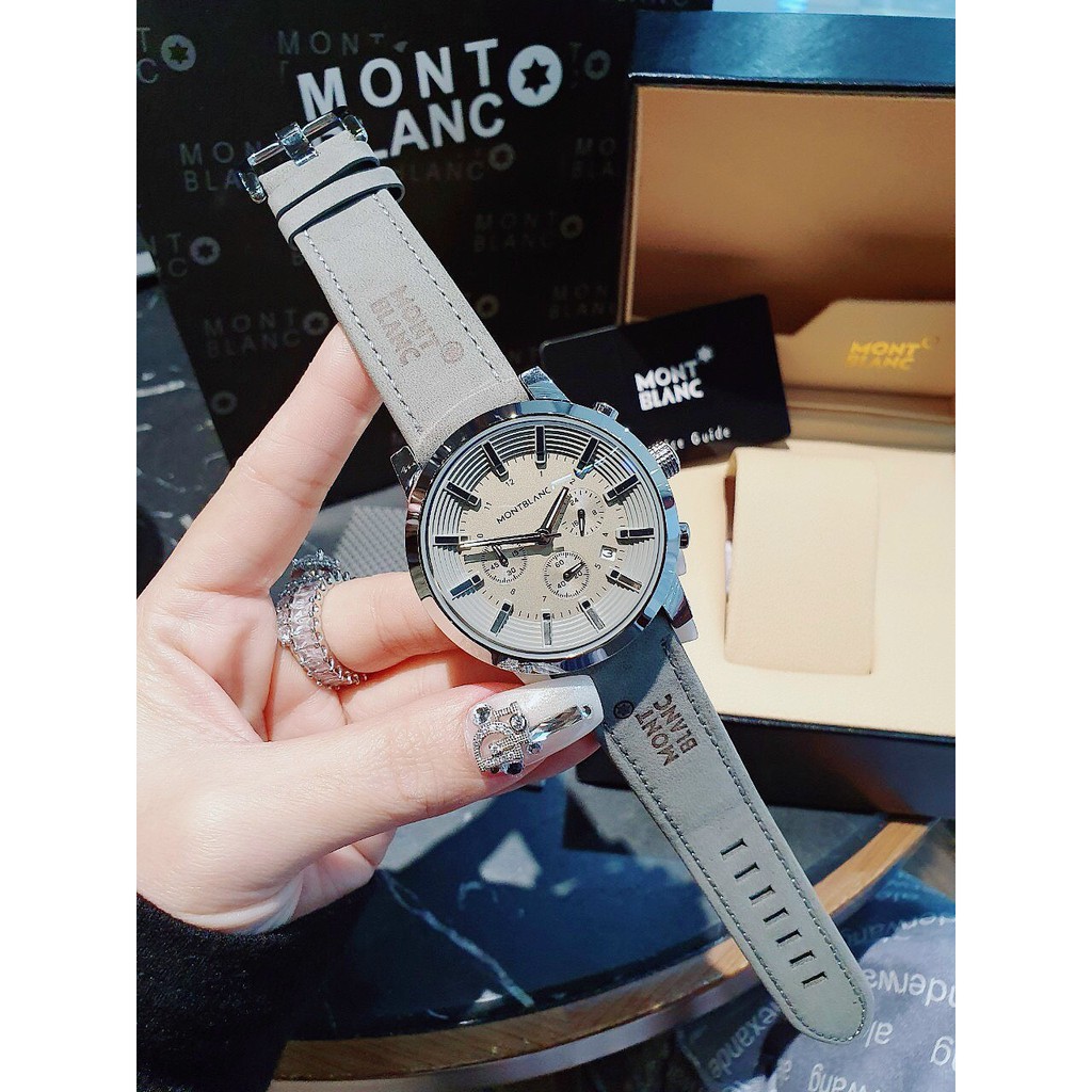 ĐỒNG HỒ NAM MONTBLANC MBB16 CHRONOGRAPH , DÂY DA LỘN , SIZE 44MM