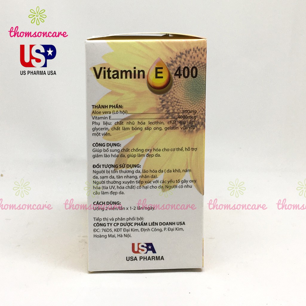 Viên uống Vitamin E 400 iu Giúp làm đẹp da - bổ sung vtm E 400mg ngăn ngừa lão hóa, tốt cho sinh lý