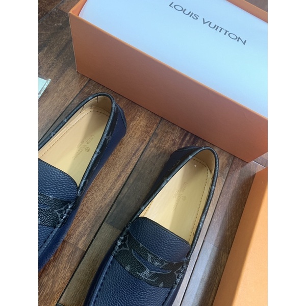 Giày Moca nam LV, giày lười da thật, giày mọi lót da đế cao su,  Fullbox thẻ bill.