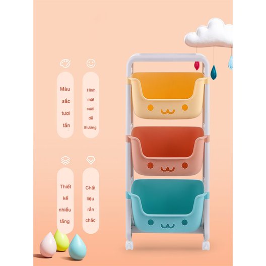 Kệ gấu Hokori Việt Nhật đựng đồ đa năng - Kệ Nhựa hình gấu 2,3 tầng có bánh xe di chuyển tiện lợi