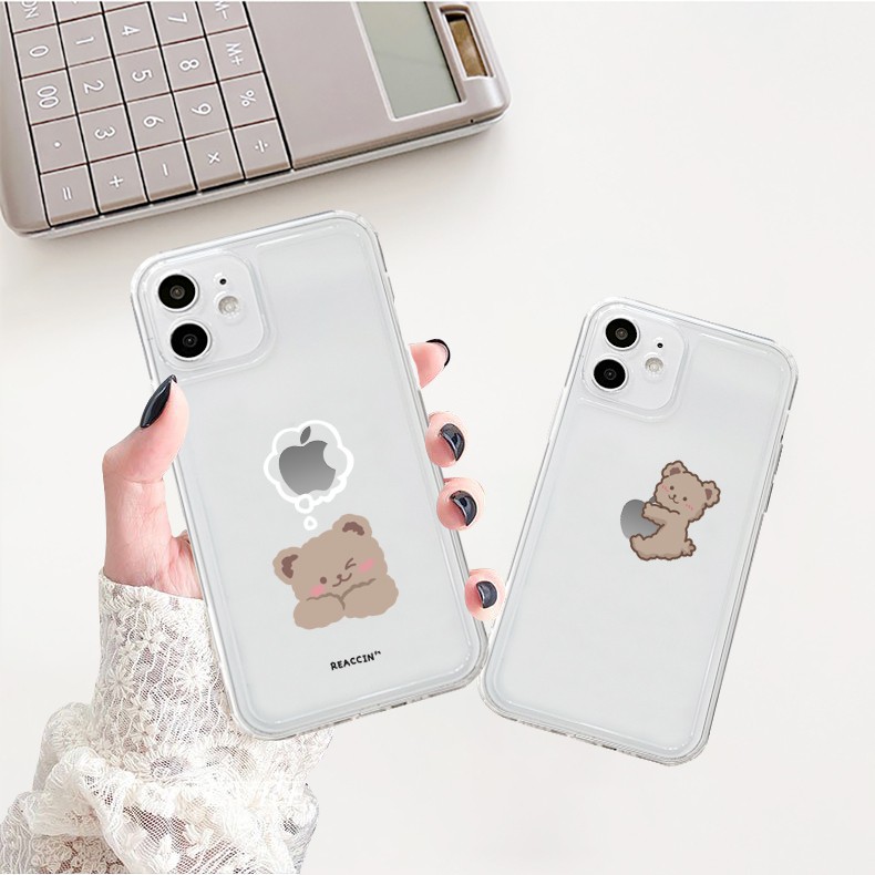 Ốp lưng iphone trong cạnh vuông BVC gấu ôm táo 6plus/6/6splus/7/7plus/8/8plus/x/xs/11/12/pro/max/plus/promax-Awifi B4-11 | BigBuy360 - bigbuy360.vn