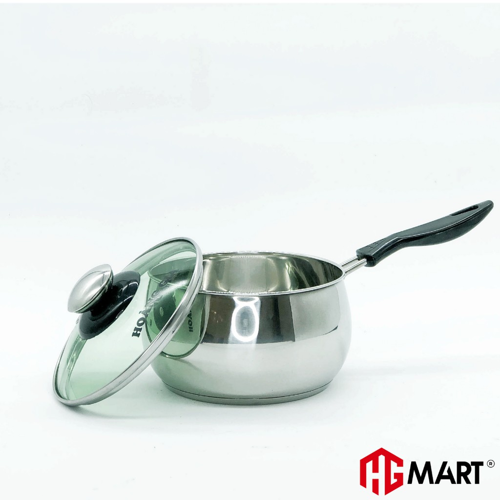 Nồi nấu cháo bột cho bé inox 304 2 đáy bếp từ nắp kính chống nóng HG Mart [Bảo hành 12 tháng]