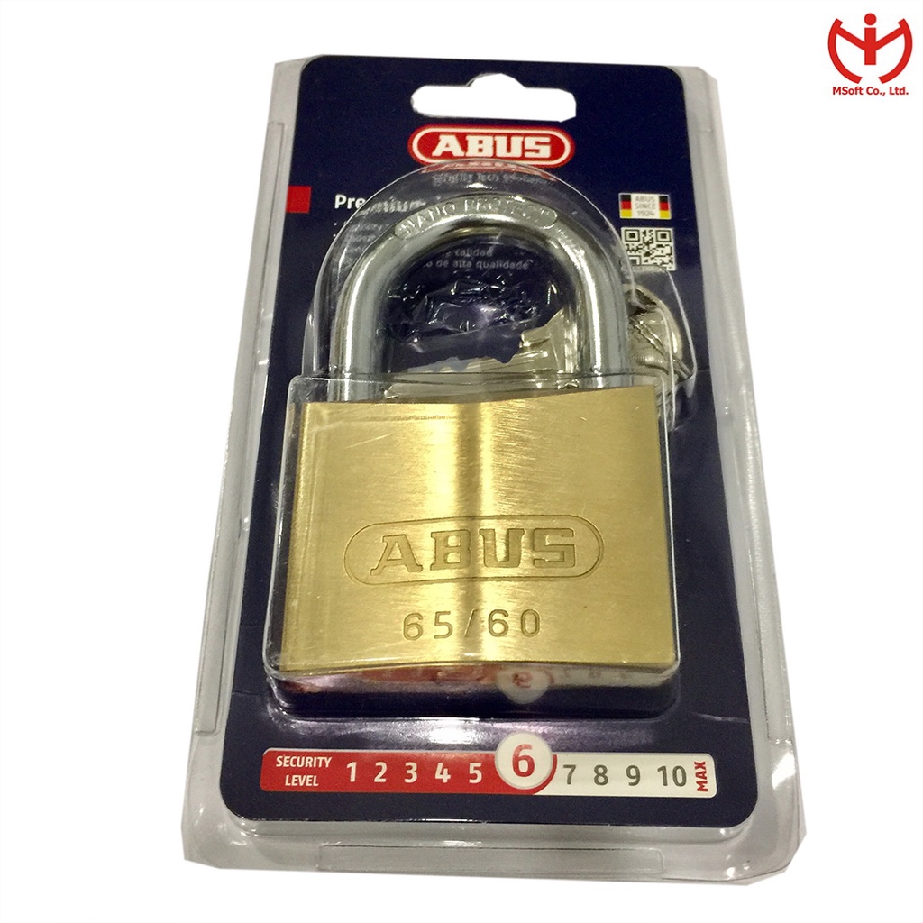 Ổ khóa ABUS 65/60 thân đồng 60mm chìa răng cưa - MSOFT