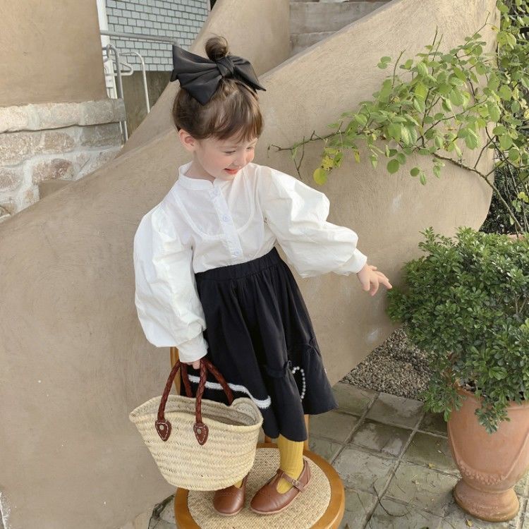 Áo sơ mi tay phồng phong cách phương Tây thời trang mùa thu 2021 dành cho bé gái