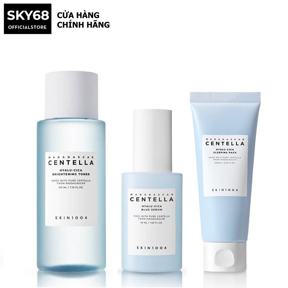 Bộ 3 Sản Phẩm Cấp Ẩm, Dưỡng Trắng Skin1004 Madagascar Centella Hyalu-cica (Toner 210ml + Serum 50ml + Mặt Nạ Ngủ 100ml)