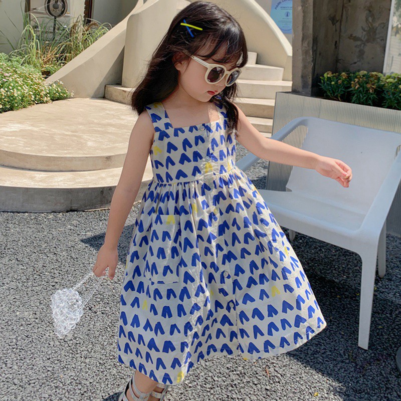 Đầm Sát Nách In Hoạt Hình Kiểu Hàn Quốc Dễ Thương Cho Bé Gái