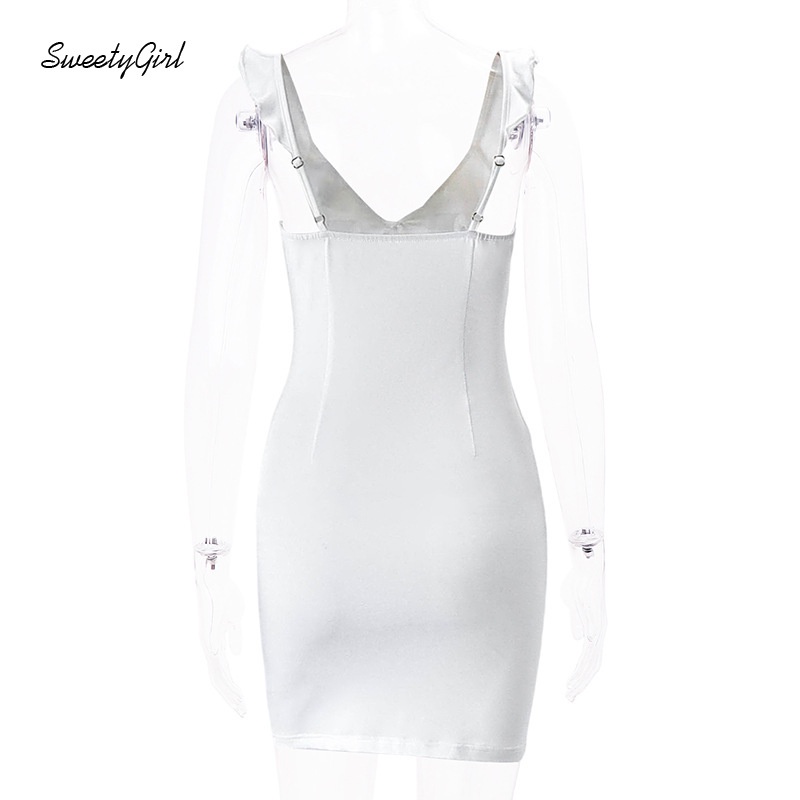 Đầm Mini Không Tay Cổ Chữ V Màu Trơn Thắt Nơ Quyến Rũ Dành Cho Nữ 2022