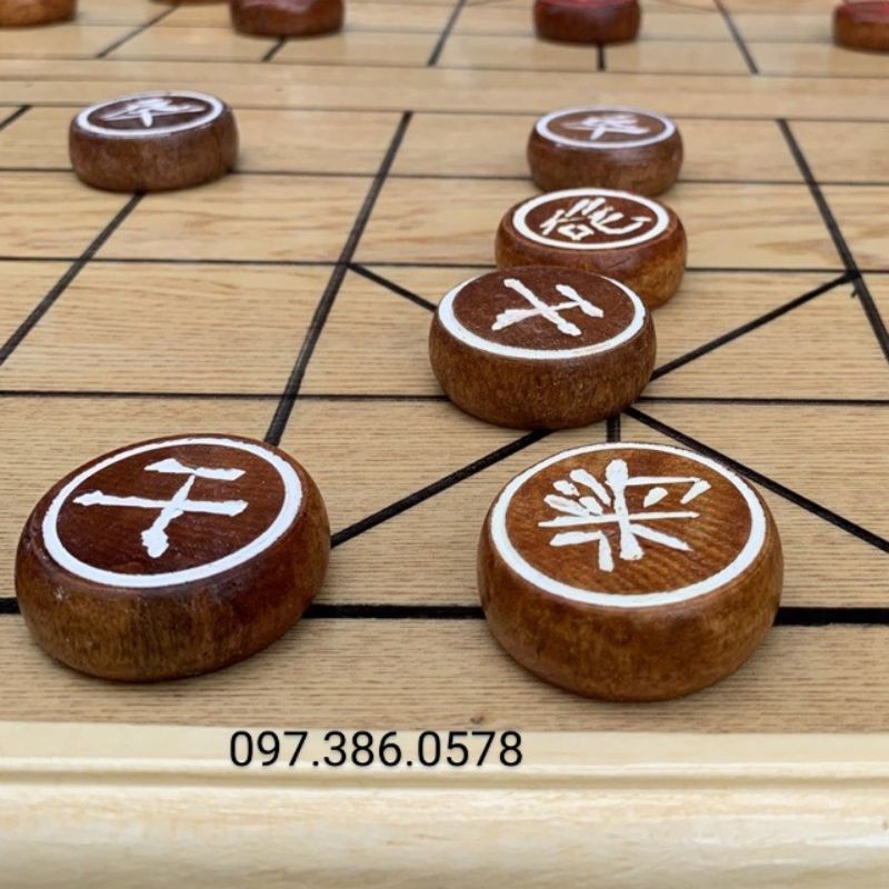 QUÂN CỜ TƯỚNG GỖ NHÃN TỰ NHIÊN (KHÔNG BÀN CỜ) - Quân cờ tướng 2 mặt bằng gỗ